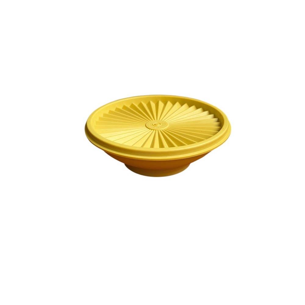 Vintage Tupperware Servalier Bowl & Sunburst Lid 808-7 Harvest Gold Yellow 70's